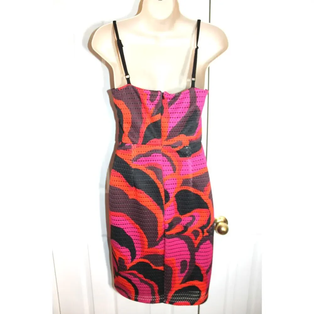 Trina by Trina Turk Abstract Colorful Print Midi Dress sz 2 - Picture 3 of 4